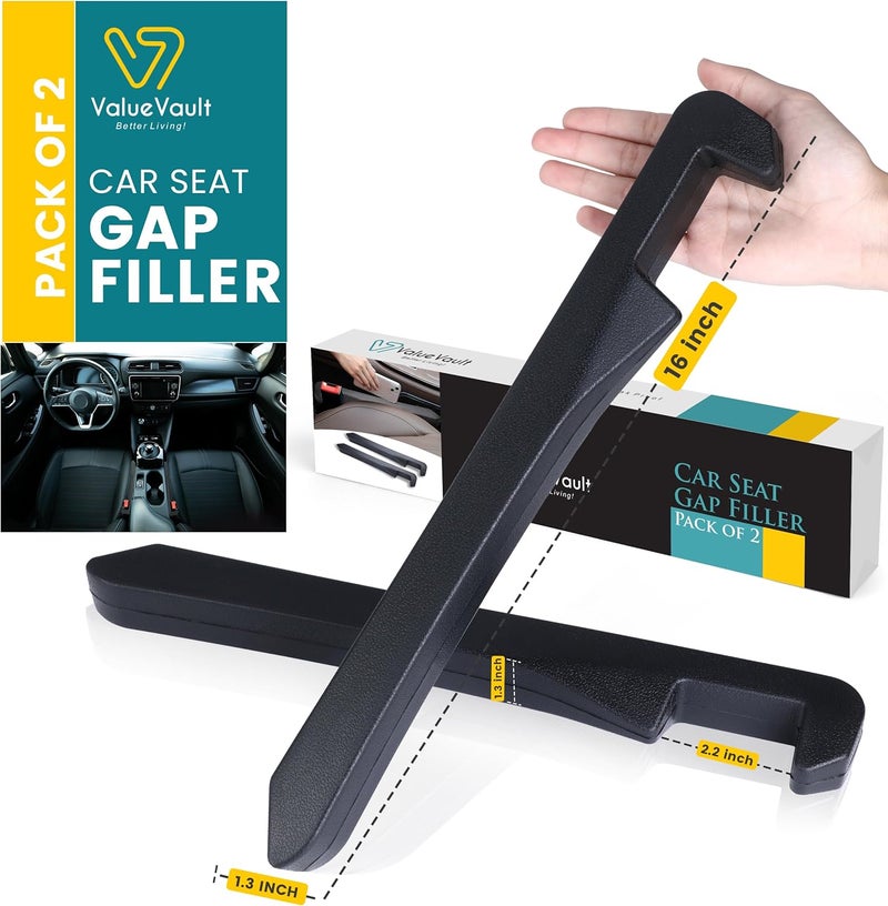 ValueVault Car Seat Gap Filler Stopper & Catcher, Prevents Keys & Phones Falling into Console Crevice, Moves with Seat (Universal Fit for Sedans, SUVs & Trucks), Waterproof Soft Faux Leather(2 Pack) | Car Gap Filler - Image 2